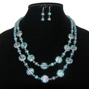 Two Stranded Greenish/Turquoise Beaded